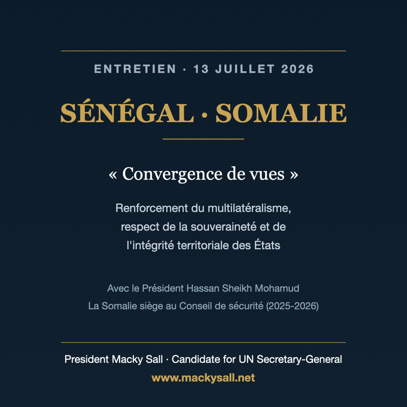 UN Secretary-General race: talks with Somalia's President
