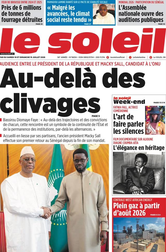 Portada de Le Soleil, 18 de julio de 2026